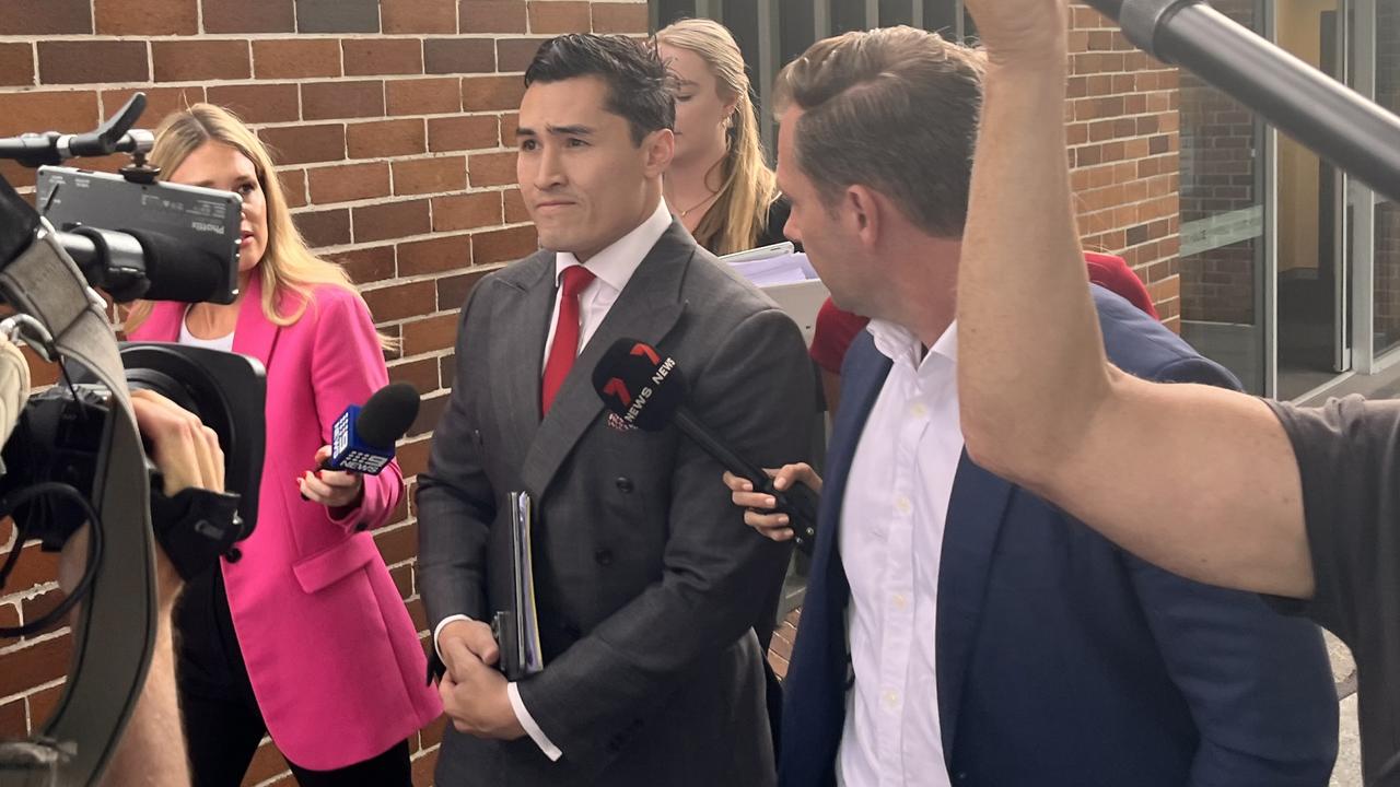 Bryan Wrench, solicitor for Guy Sebastian's neighbour Phillip Richard Hanslow, leaving Waverley Local Court on Thursday. Picture: Steve Zemek/NCA Newswire.