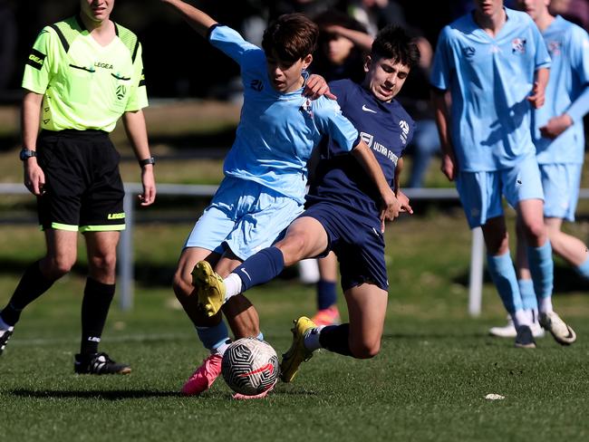 Jul 16: Match action in the 2024 National Youth Championships U15 Boys between Victoria Silver and NSWvMetro Navy at JJ Kelly Park (Photos: Damian Briggs/Football Australia)