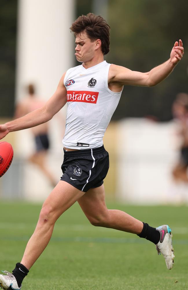 Josh Carmichael trains with Collingwood in April. Picture: Robert Cianflone/Getty Images