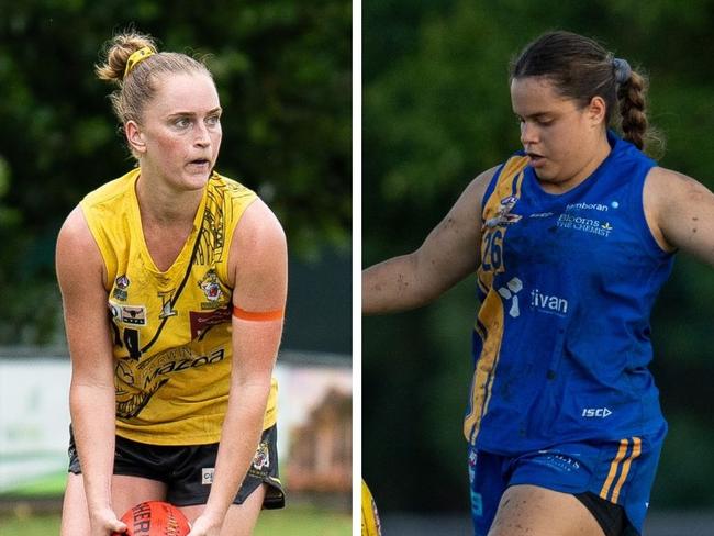 Gabrielle Deller for Nightcliff and Jessica Lloyd for Wanderers in the 2024-25 NTFL season.