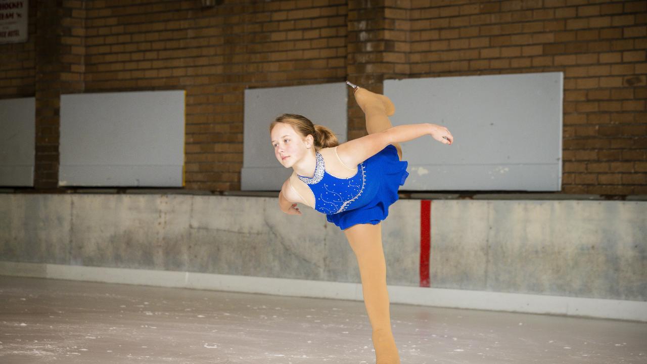 Olivia Rayner at the Glenorchy Ice Rink, who was worried about the rink closing. (2021 image) Picture: Richard Jupe