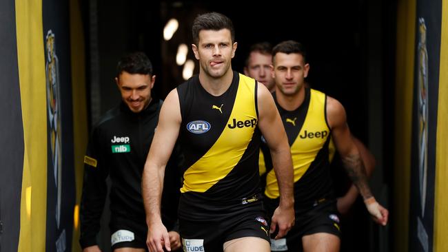 Trent Cotchin has become highly undisciplined this year, says Mick Malthouse. Picture: Michael Willson/AFL Photos via Getty Images