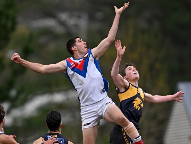 Matthew Harman jumps over Sam Indian. Picture: Andy Brownbill