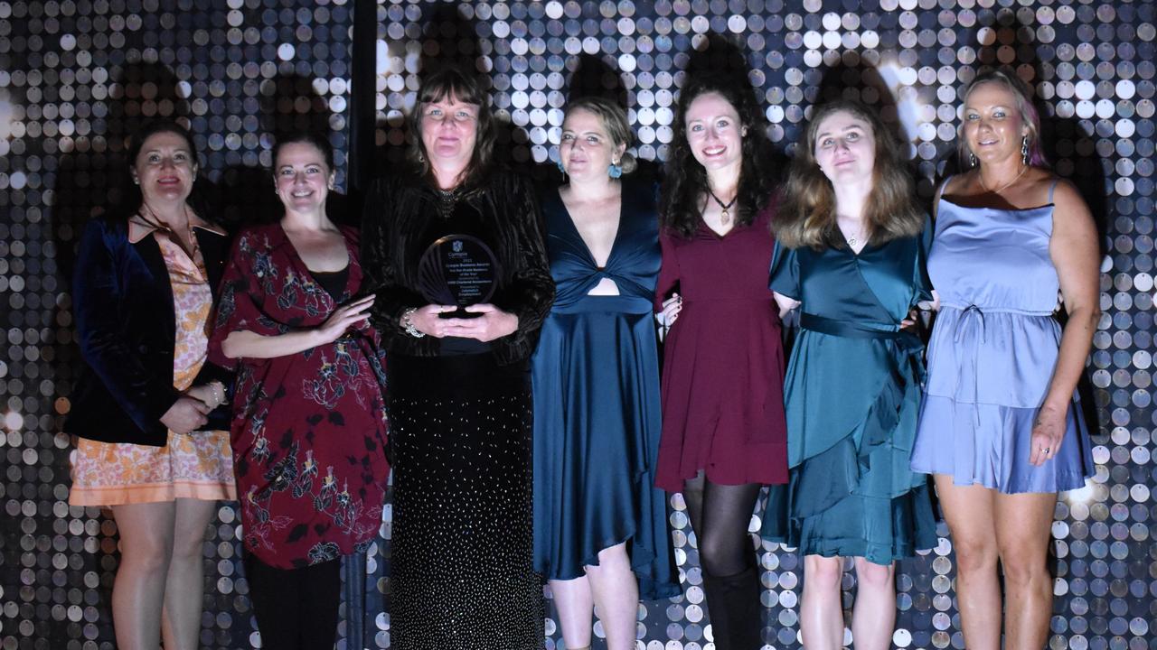 Not-For-Profit Business of the Year award: Jobmatch Employment. Photo: Angela Condon-Smith, Jane Cameron, Lesa Bell, Elizabeth Alchin, Emma Alla, Maddyn Reinke and Heidi Dechnik.