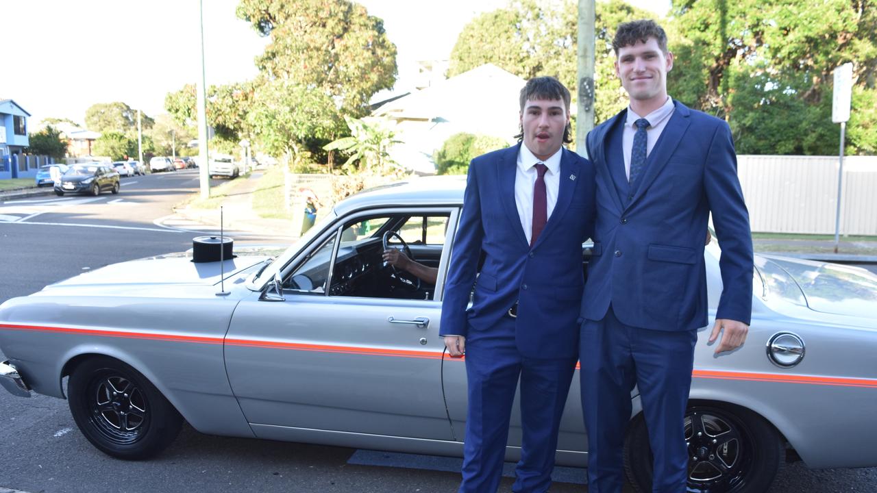 Zac Geitz and Mitchell Armstrong at the Sunshine Coast Grammar School formal on November 17. Picture: Sam Turner