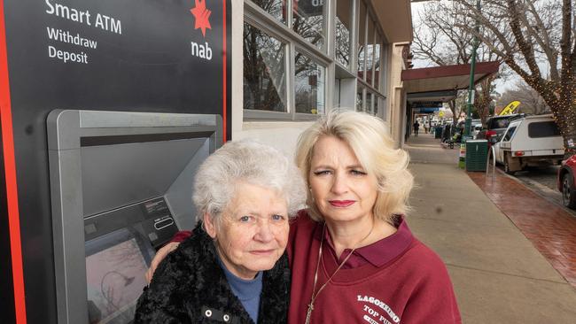 Maree (Nanny) Young, 78, with daughter Jenny Lagozzino outside the NAB Ball in Tatura. Picture: Rob Leeson.