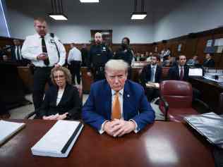 Former US President Donald Trump and attorney Susan Necheles attend his trial for allegedly covering up hush money payments at Manhattan Criminal Court on May 7, 2024. Picture: Win McNamee/Getty Images/AFP