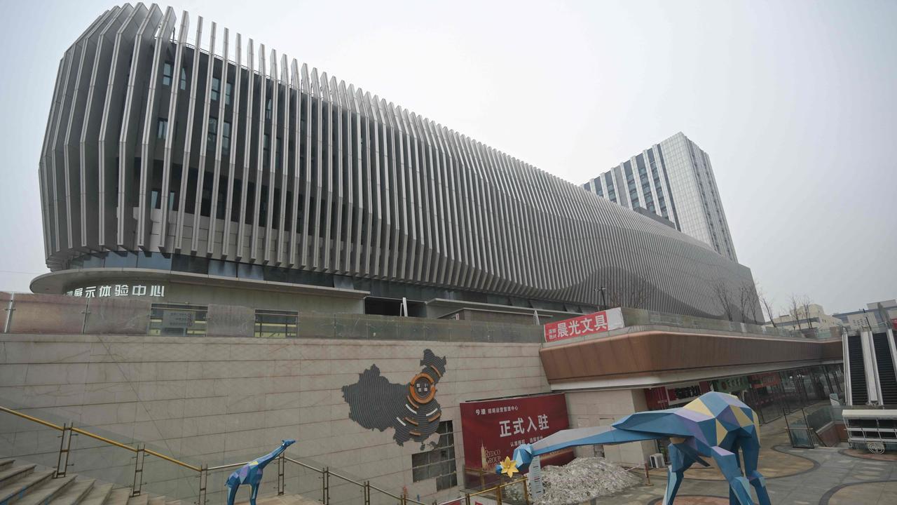 The entrance of a partially operating Evergrande commercial complex in Beijing. Picture: Pedro Pardo / AFP