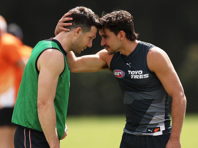 Bedford will return on Saturday, but Kingsley is hoping for more from his captain Toby Greene (L) against the Lions. Picture: Matt King/Getty Images