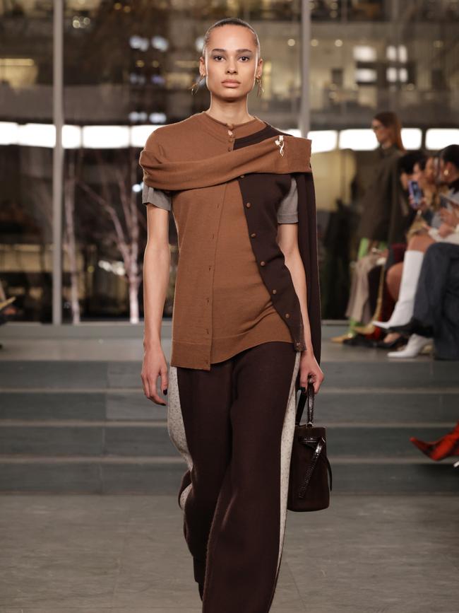 A model on the runway at the Tory Burch Fall RTW 2025 fashion show as part of New York Fashion Week. Picture: Getty Images