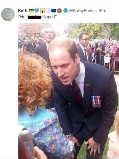 A twitter post by English comedian Kathy Burke, referencing the alleged altercation between Prince William and Prince Harry. Source – https://twitter.com/KathyBurke