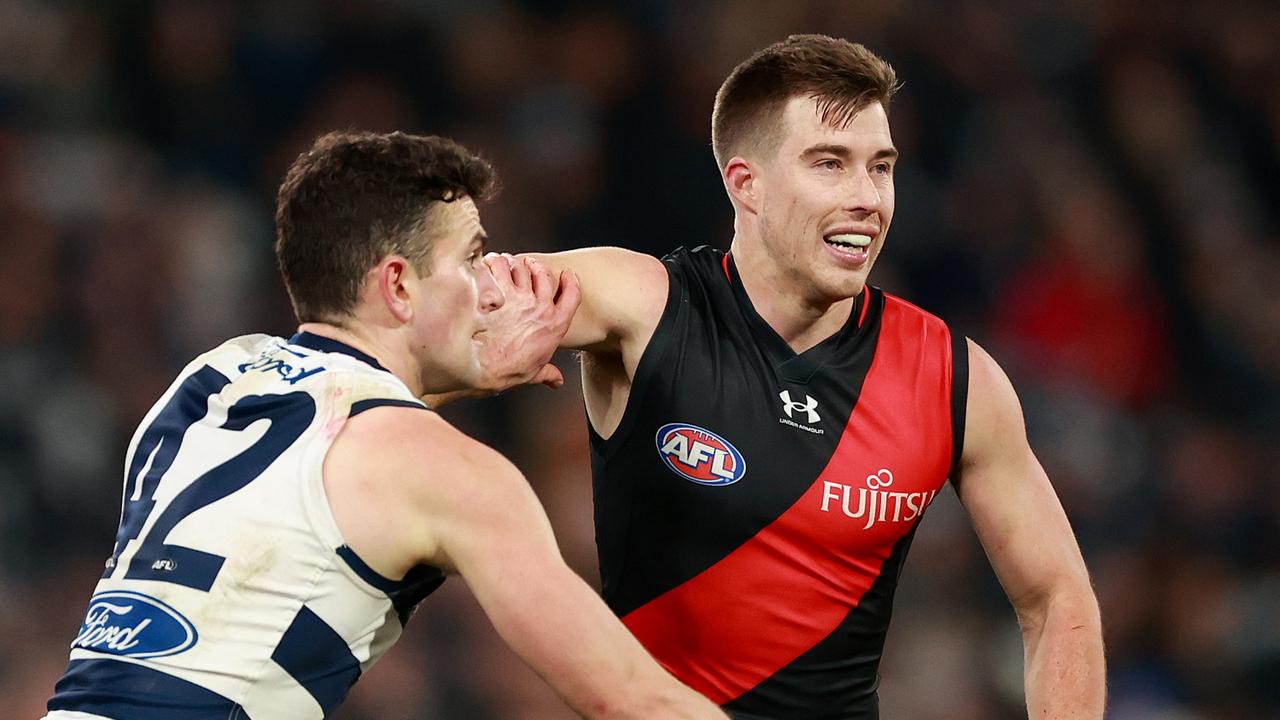 Essendon star Zach Merrett won his fourth Crichton Medal to cap off his first year as Bombers skipper. Picture: Kelly Defina / Getty Images