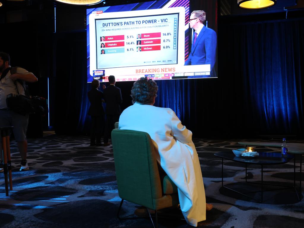The Coalition election night event was empty minutes before the election was called for Anthony Albanese . Picture: Adam Head / NewsWire