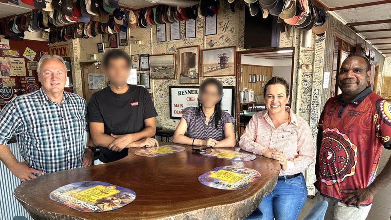 Barkly electorate officer Darius Plummer pictured with Steve Edgington and NT opposition leader Lia Finocchiaro. Picture: Supplied