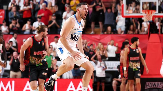 Melbourne United captain Chris Goulding during the NBL semi-final playoff series match against the Illawarra Hawks at the weekend. Picture: Getty Images