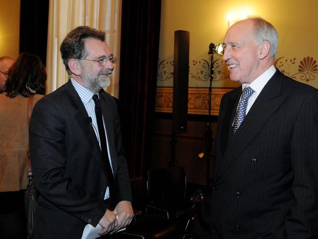 Hugh White, author of ‘The China Choice’ and former PM Paul Keating. Picture: Dan Himbrechts