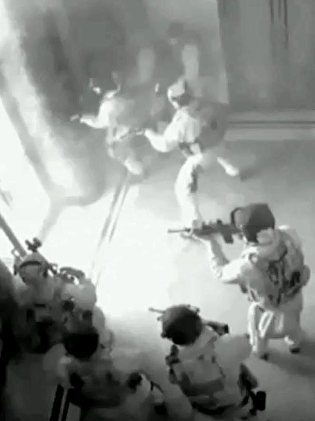 CCTV showing the moment the tactical operations unit stormed the Lindt cafe.