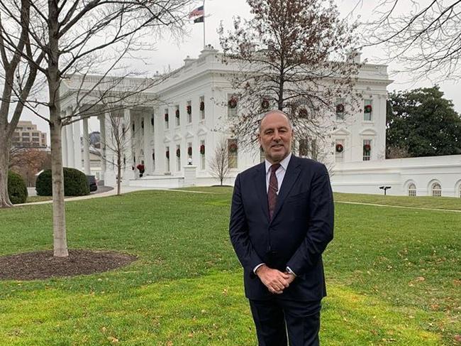 Brian Houston outside the White House. He is the Global Senior pastor of Hillsong Church &amp; President of Hillsong Music, Hillsong Channel &amp; Hillsong College. Picture: Supplied