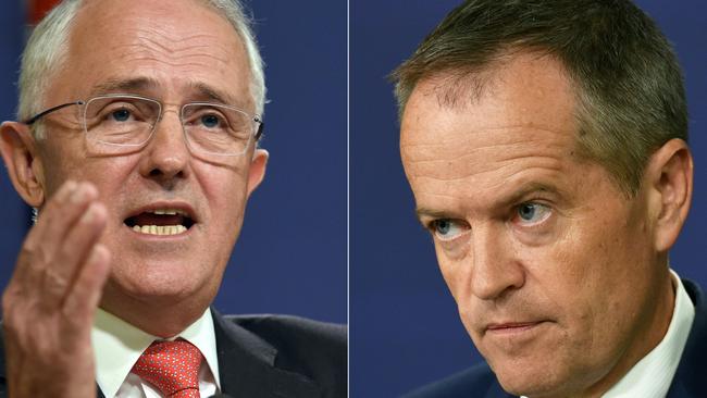 Prime Minister Malcolm Turnbull and opposition Labor Party leader Bill Shorten. According to recent polls, both parties are head to head as the election campaign takes off. Picture: AFP/William West