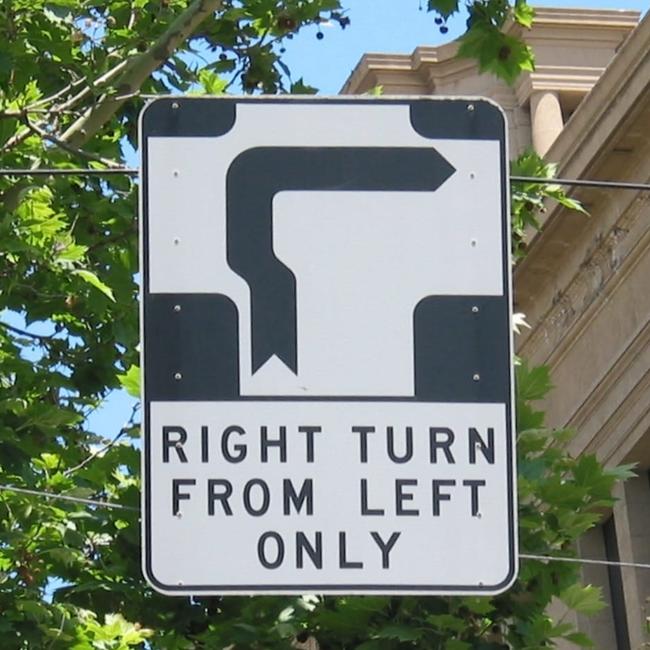 The right-hand turn from the left-hand lane is confusing tourists. Picture: Steve Hatton/ Facebook