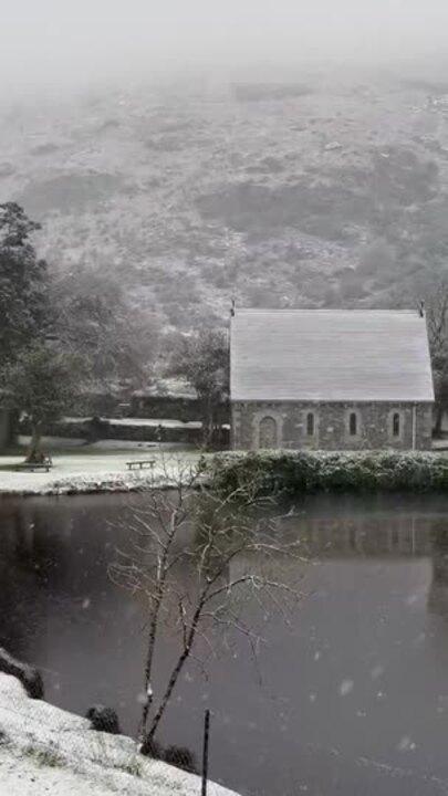 Snow Creates Picturesque Scene at Historic Irish Chapel