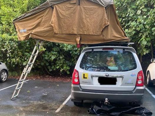 Photo of an overnight camper at Noosa Heads has sparked outrage online. Picture: Facebook / Martin Doyle