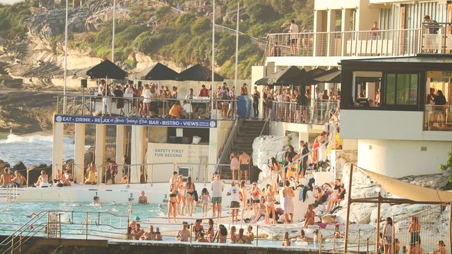 Swimmers picked the ocean baths at Bondi Icebergs early today. Picture: John Grainger.