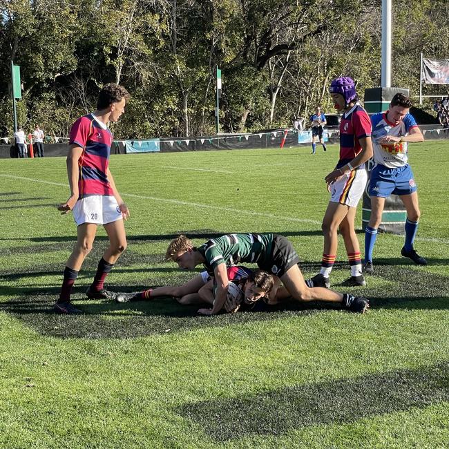 BBC halfback Jamie Alexander earned his side a 5m scrum following great kick chase pressure on opposing scrumhalf Tobias Riley.