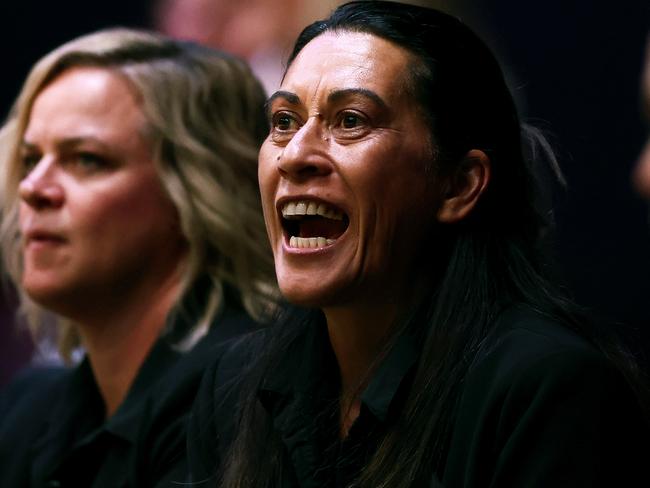 LEEDS, ENGLAND - JANUARY 27: Head Coach of New Zealand Dame Noeline Taurua during the Vitality Netball Nations Cup match between England Vitality Roses and New Zealand Silver Ferns at First Direct Arena on January 27, 2024 in Leeds, England. (Photo by Naomi Baker/Getty Images for England Netball)