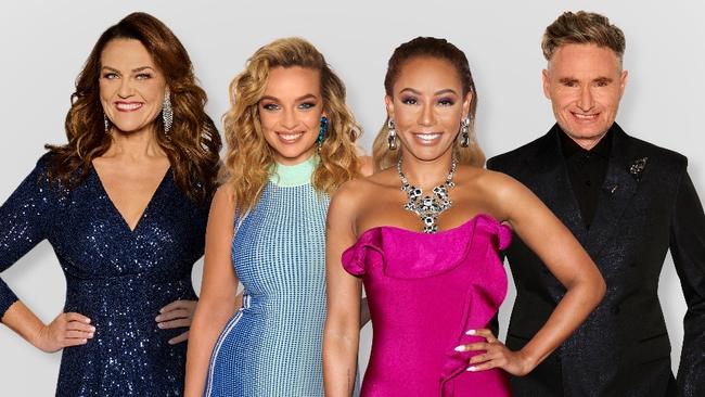 Chrissie Swan, Abbie Chatfield, Mel B and Dave Hughes on the 2022 season of the Masked Singer.