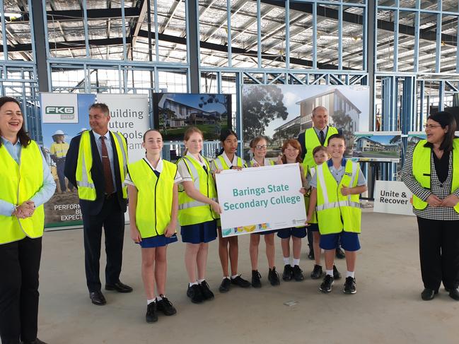 Premier Annastacia Palaszczuk and Education MInister Grace Grace with future Baringa State Secondary College this morning.