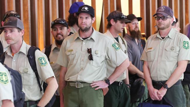 US firefighters arrives at Melbourne International Airport in Melbourne. Picture: AAP