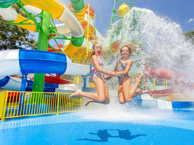 The slides that will be installed as part of the new $65 million Actventure water park and eco-resort at Glenview on the Sunshine Coast. Picture: Supplied