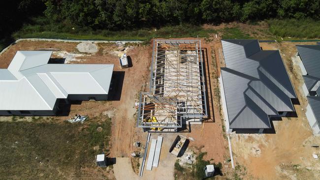 House construction under development in the Cherrybrook Estate in Bentley Park. Picture: Brendan Radke