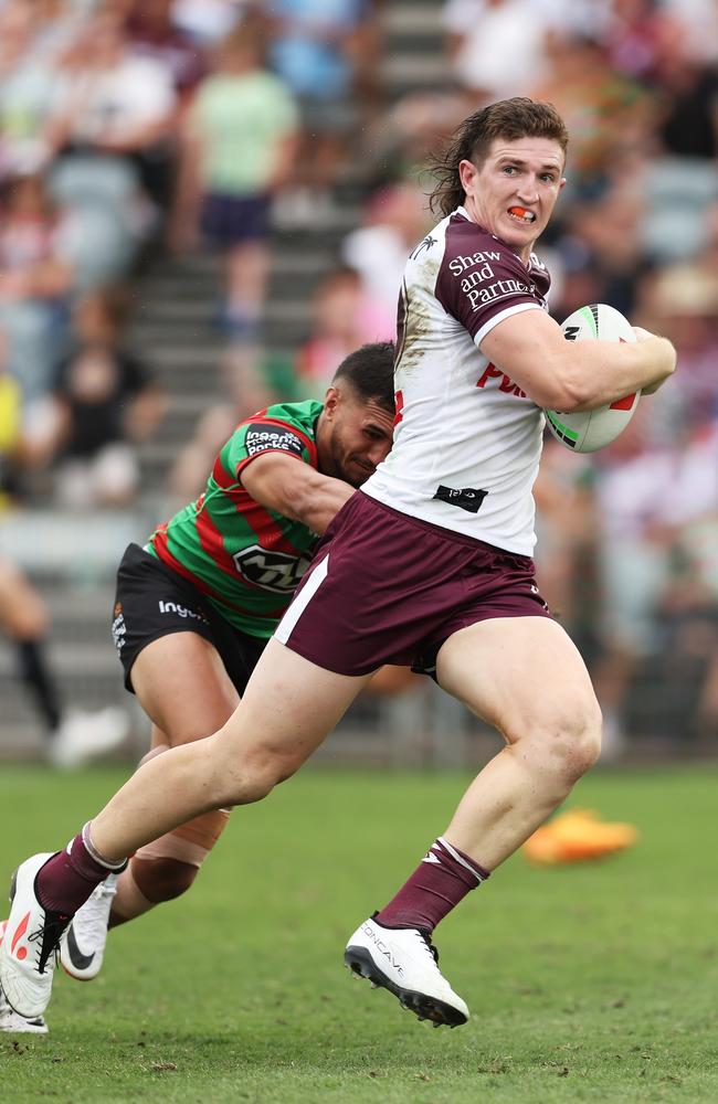 Ben Condon playing for Manly in an NRL pre-season trial against the South Sydney Rabbitohs in February 2024. (Photo by Matt King/Getty Images)