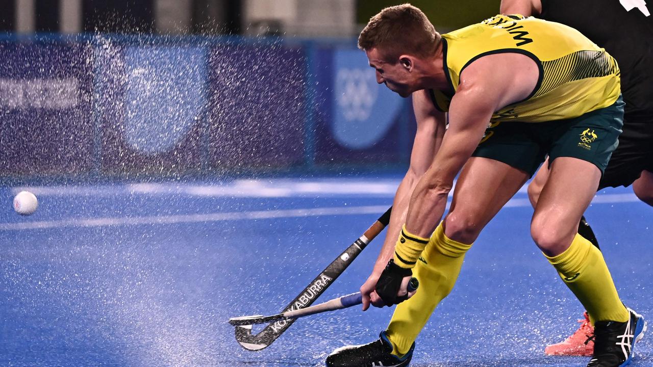 Tom Wickham was the Aussies’ goal scorer. Picture: AFP