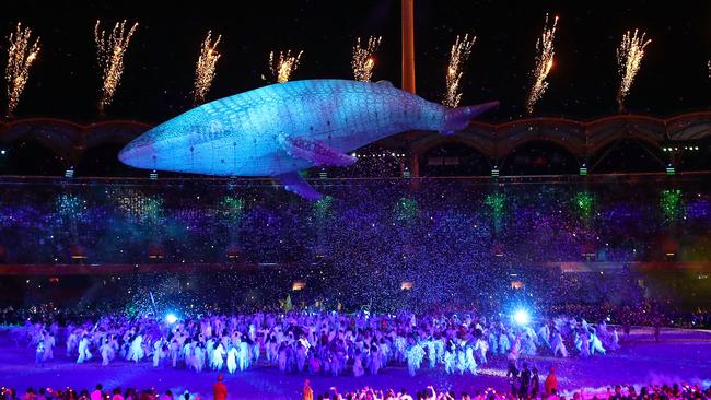 White Whale Migaloo during the Opening Ceremony for the Gold Coast 2018 Commonwealth Games.