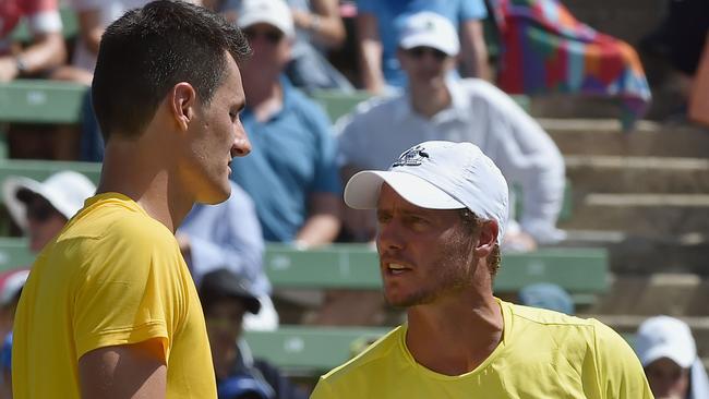 The back and forth between Bernard Tomic and Lleyton Hewitt continues. Picture: AFP