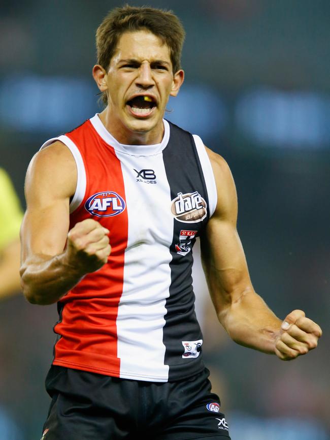 Ben Long celebrates a goal against GWS.