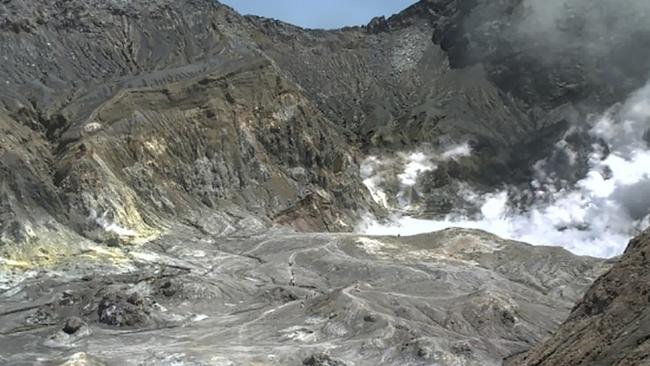 People can be seen inside the crater just before the eruption. Picture: GeoNet