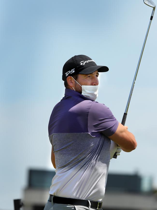 Dale Thomas playing in the Jarrod Lyle golf day at Torquay earlier this month. Picture: Alison Wynd