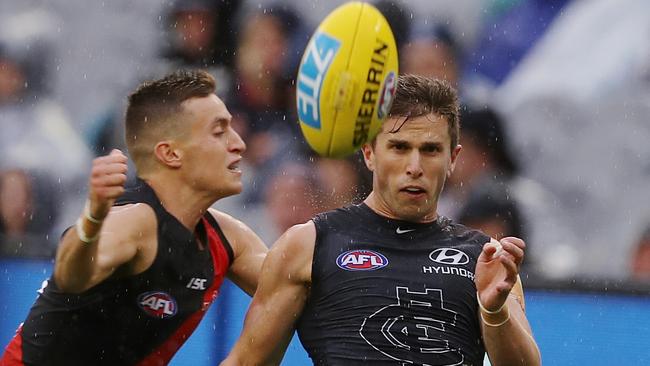 Murphy racks up another touch against Essendon last week. Picture: Michael Klein