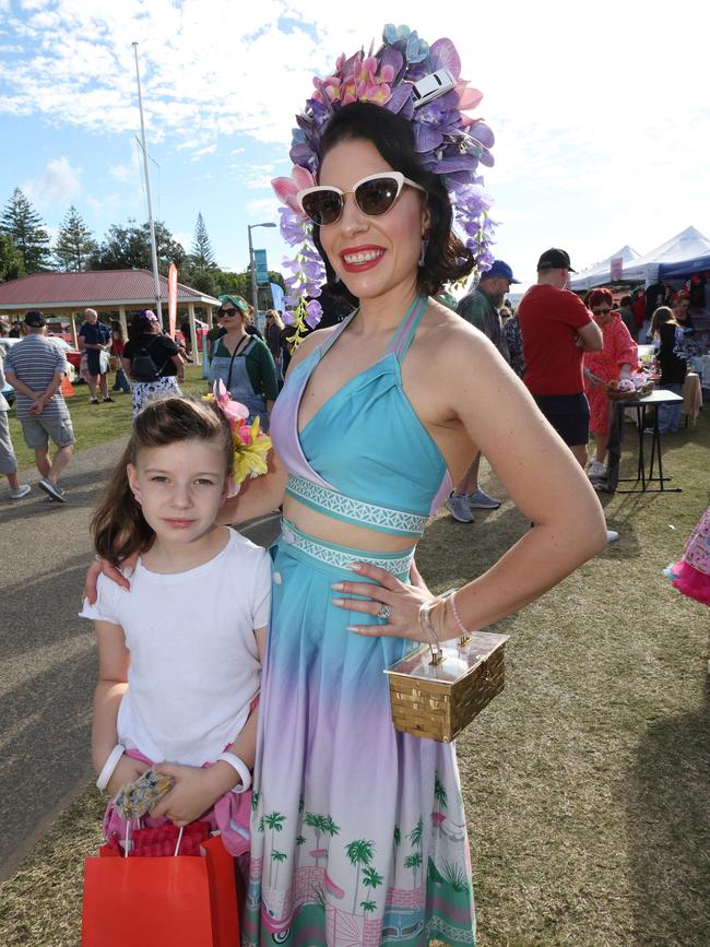 Bow Dacious and Florence Dreyer 7yrs at One of Australia's largest nostalgia festivals celebrating the motors, music and lifestyle of yesteryear is on at Coolangatta. Pic Annette Dew