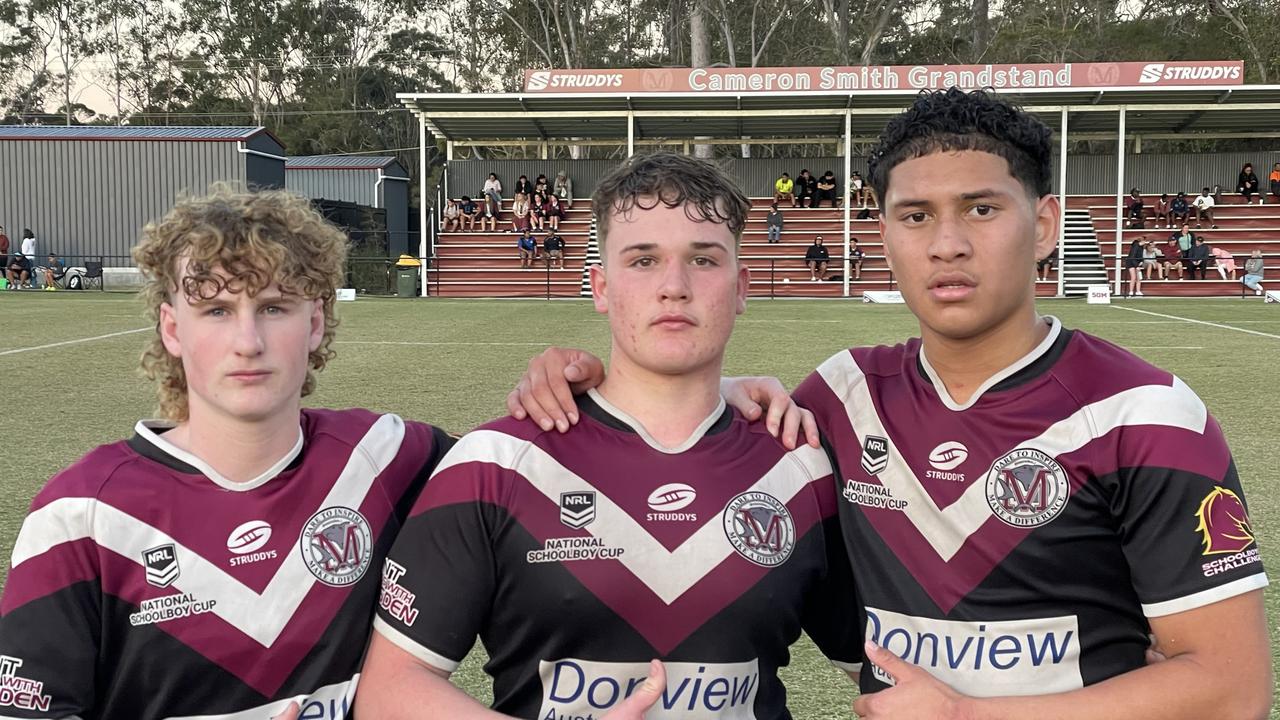 Marsden State High's Walters Cup players Quinn Timperon, Cooper Young and Taylan Toa.