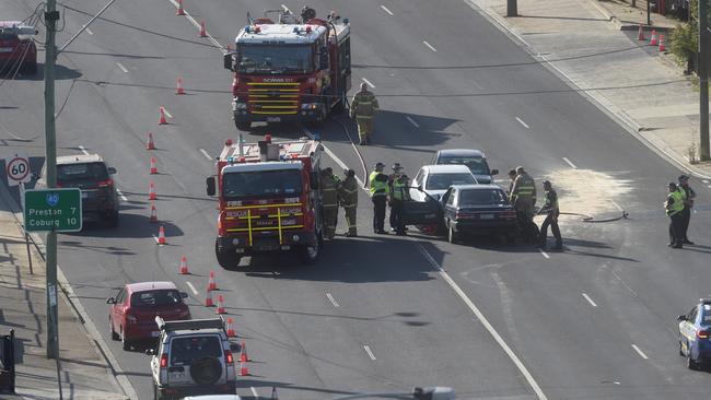 Emergency services at the scene. Picture: Tony Gough.