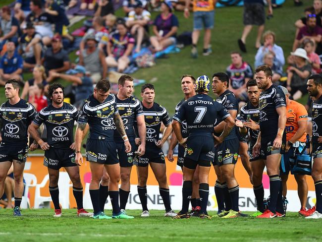 The Cowboys hit rock bottom against the Bulldogs in round six. Picture: Getty Images