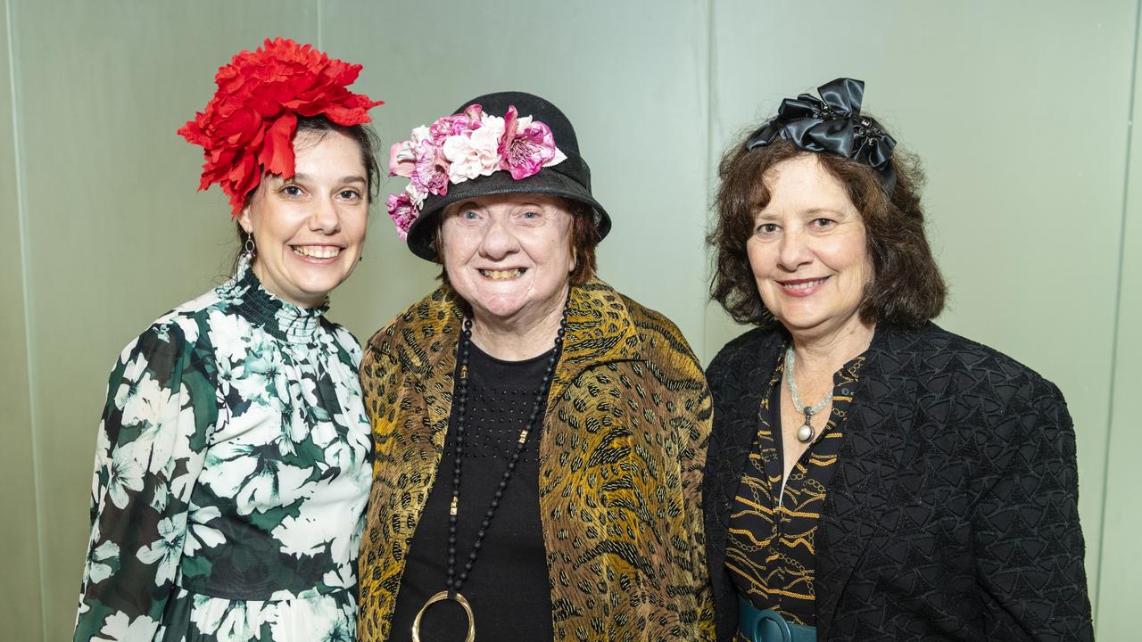 Three generations of Orford family members (from left) Melissa, Glenda and Sue Orford at the Melbourne Cup luncheon hosted by Rotary Club of Toowoomba City raising funds for Protea Place, Tuesday, November 1, 2022. Picture: Kevin Farmer