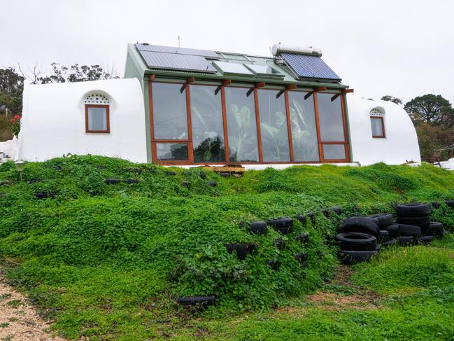 Artist Zoe Freney. Zoe and her husband Martin own the Ironbank earthship. Picture: Nick Clayton.