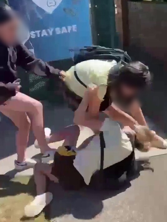 Footage shows the girl allegedly being pushed