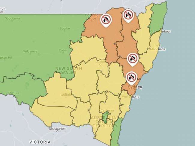 Total fire bans have been issued for several parts of NSW on Monday. Picture: RFS